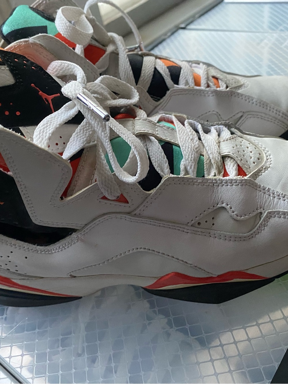 Jordan Kids White Black Orange Green Retro Basketball Sneakers